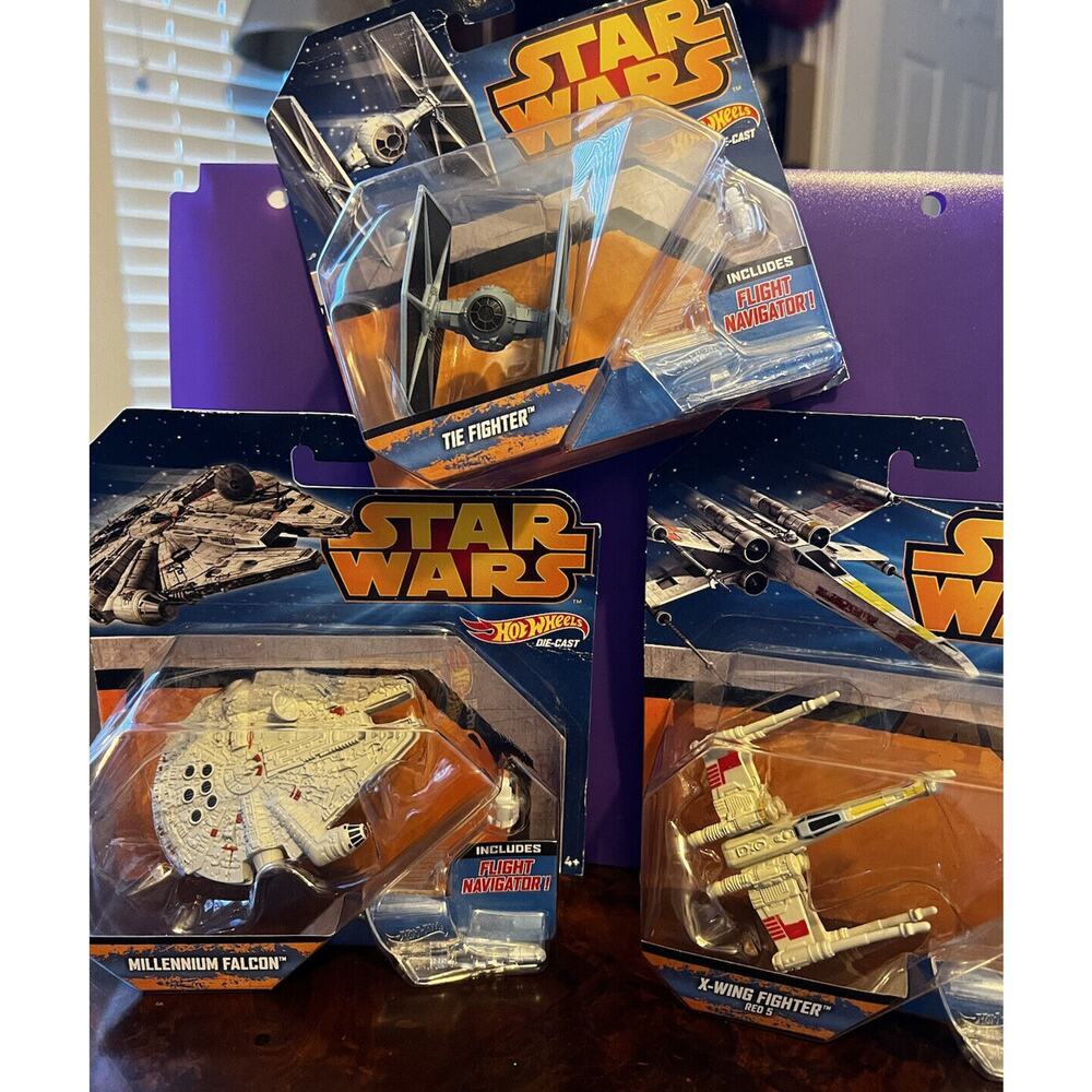 Hot Wheels STAR WARS X-WING Fighter Red 5 Millennium Falcon Tie Fighter 2014 NEW